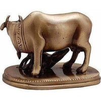 Thumbnail for Kamdhenu Cow & Calf Brass Showpiece - Distacart