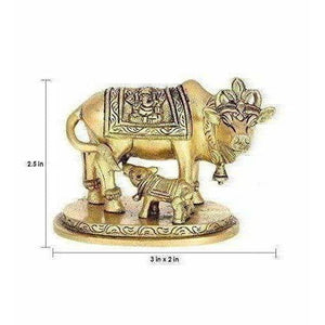 Brass Holy Kamdhenu Cow and Calf Sculpture - Distacart