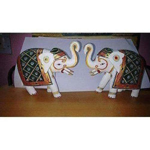 Kondapalli Handmade Elephants 2 Nos. Multi color Showpiece - Distacart