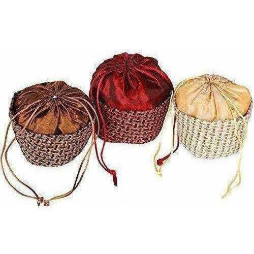 Multicolour Jute Potli Bag - Set of 6 - Distacart