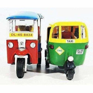 Indian Iconic Tuktuk-CNG Auto Rickshaw Toy (Blue & Green)- Pack Of 2 - Distacart