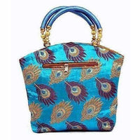 Thumbnail for Peacock Print Hand Embroidered Mini Women Handbag - Best For Wedding, Party, Return Gift (Blue) - Distacart