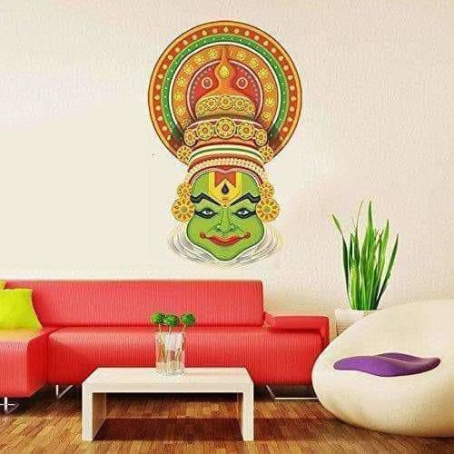 Multi color Traditional Kathakali Dancer Face Wall Sticker - Distacart