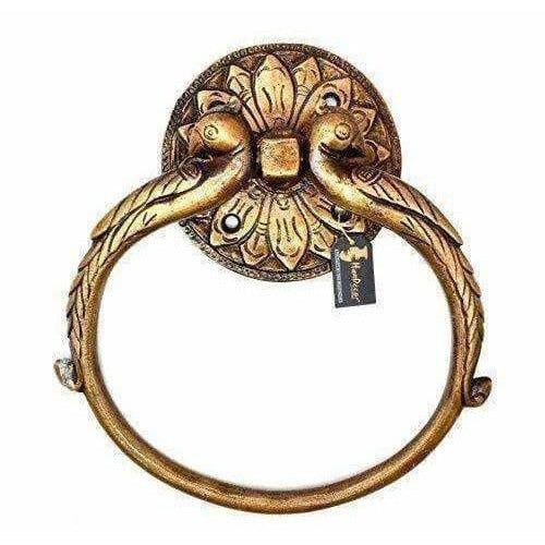 Twin Peacock Design Brass Towel Hanger - Distacart