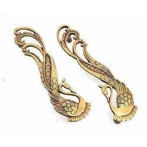 Peacock Design Brass Door Handle Pair (2 pcs) - Distacart
