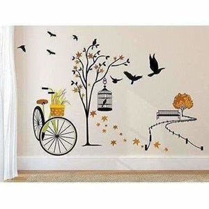 Wall Sticker for Living Room(Ride Through Nature, Ideal Size on Wall : 140 cm x 100 cm),Multicolour - Distacart