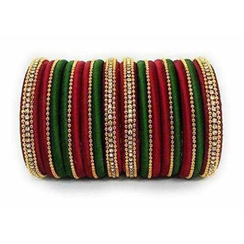 Handmade Silk Thread Bangle Maroon and Green Color - Distacart