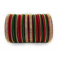Thumbnail for Handmade Silk Thread Bangle Maroon and Green Color - Distacart