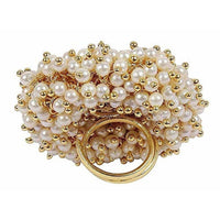 Thumbnail for Gold Plated Pearl Beads Polki Ring - Distacart
