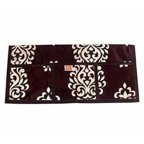 Floral Design Fridge Top Cover with 6 Utility Pockets - Brown Color - Distacart
