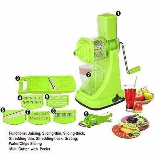Green Color - Plastic Fruit and Vegetable Juicer Combo Set, 9-Pieces - Distacart