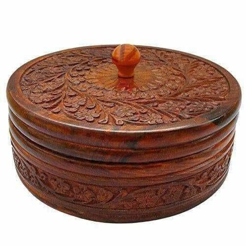 Handcrafted Wooden Box Pot Serving Bowl with Lid - Distacart