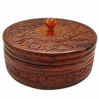 Thumbnail for Handcrafted Wooden Box Pot Serving Bowl with Lid - Distacart