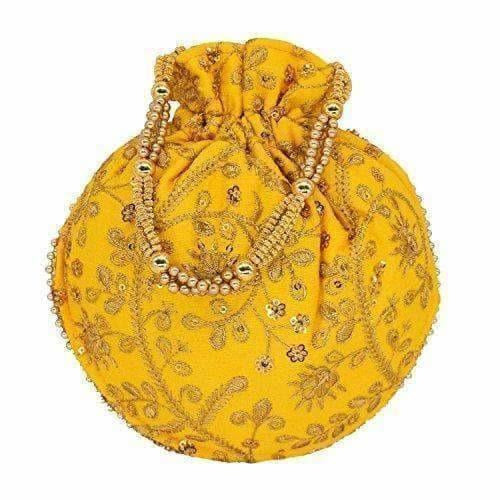 Ethnic Clutch Silk Potli Batwa Pouch Bag with Metal Bead work Gift For Women - Distacart