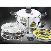 Thumbnail for Round Steamer with Fry Pan,Steamer Idly & Dhokla Plate - Distacart