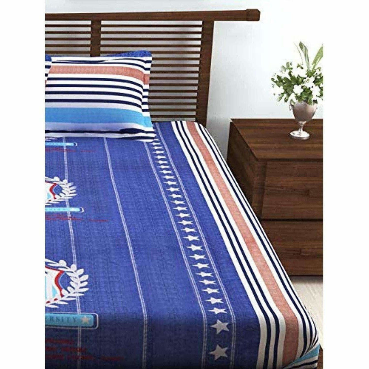Cotton Double Bedsheet with 2 Pillow Covers - Distacart