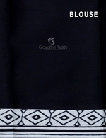 Thumbnail for White And Black Combo Block Print Pure Mulmul Cotton Saree By Gayathri Reddy Designer Studio - Distacart