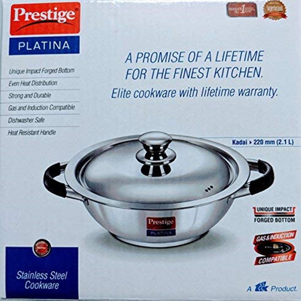 Buy Prestige Platina Induction Base Stainless Steel Kadai Silver Online