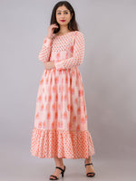 Thumbnail for Kalini Women Peach-Coloured Ethnic Motifs Printed Kurta - Distacart