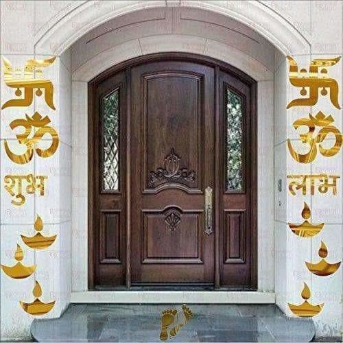 Om Swastik Golden 3D Acrylic Mirror Wall Sticker - Distacart