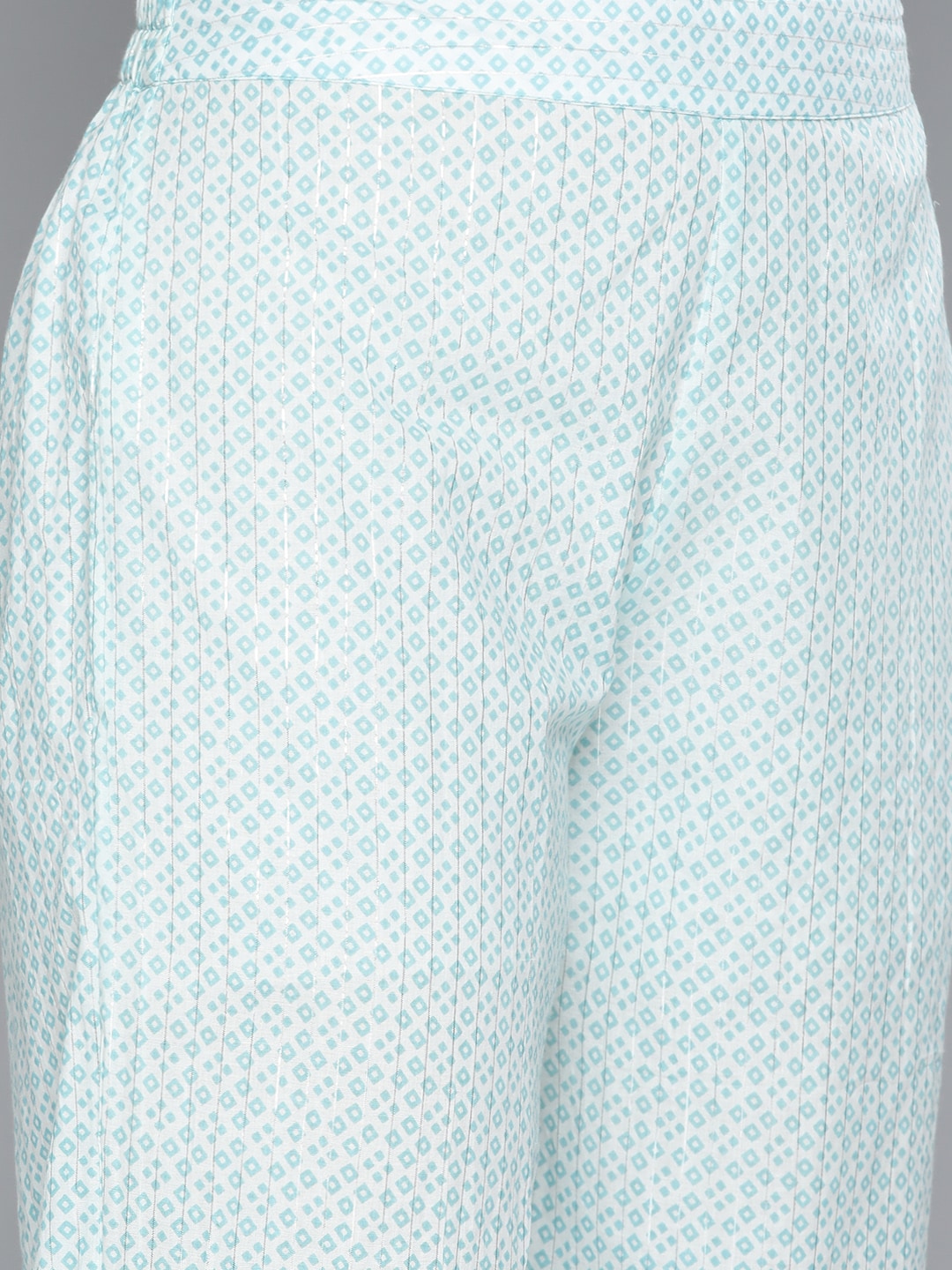 HERE&NOW Women Turquoise Blue Floral Printed Pure Cotton Kurta with Palazzos & With Dupatta - Distacart