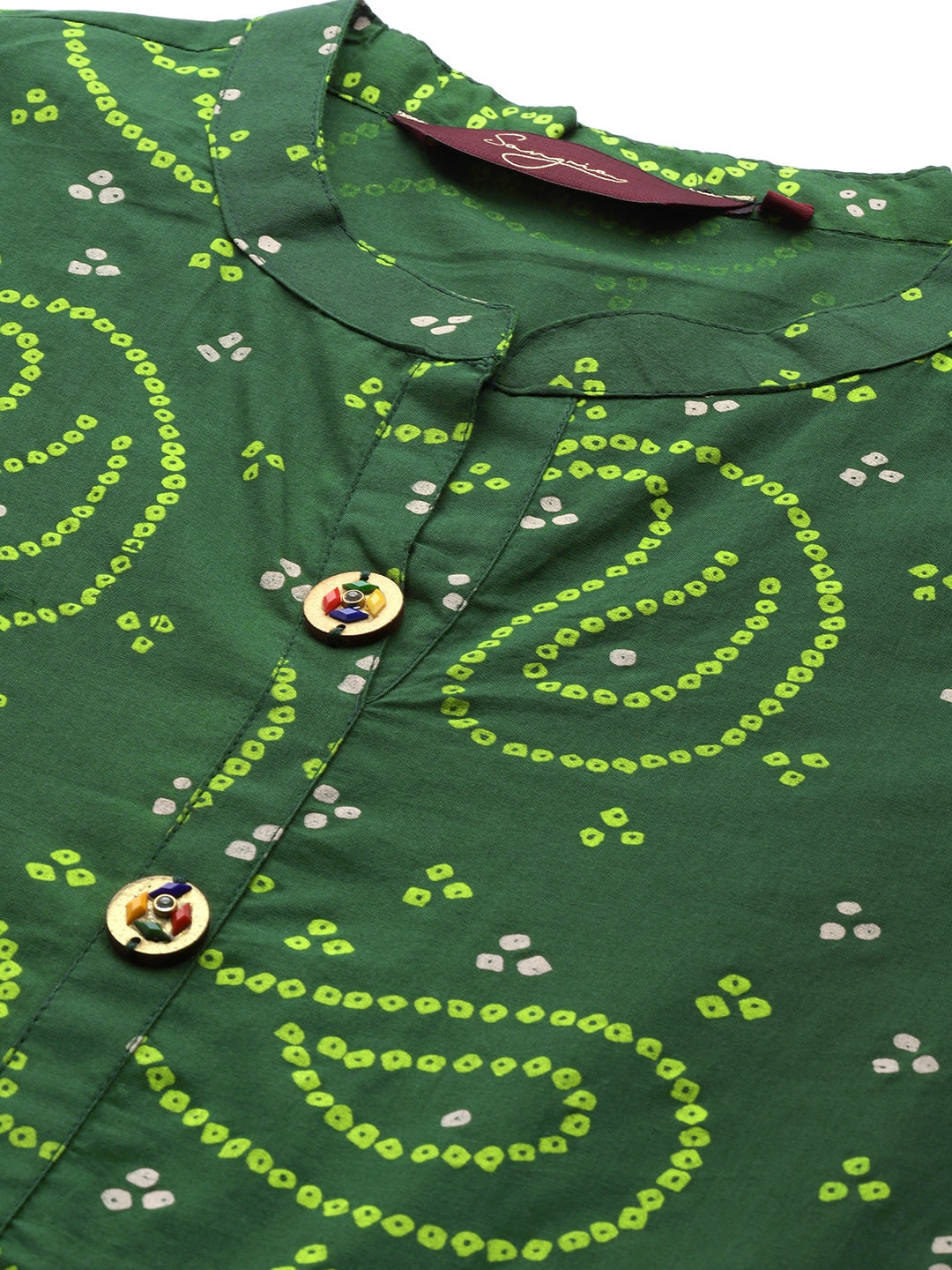 Sangria Women Green Bandhani Printed Anarkali Kurta - Distacart