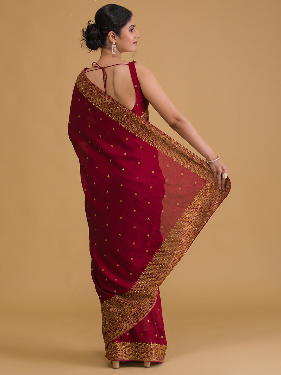 Koskii Maroon Ethnic Motifs Zari Saree - Distacart