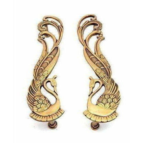 Peacock Design Brass Door Handle Pair (2 pcs) - Distacart
