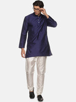 Thumbnail for Sethukrishna Men Navy Blue Kurta with Pyjamas - Distacart
