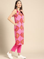 Thumbnail for Sangria Women Pink Ethnic Motifs Printed Pure Cotton Kurta with Trousers & Dupatta - Distacart
