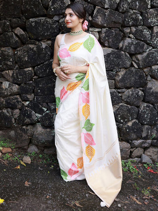 Mitera Floral Printed Zari Banarasi Saree - Distacart