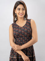 Thumbnail for Kalini Women Brown Ethnic Motifs Floral Tiered Anarkali Kurta - Distacart