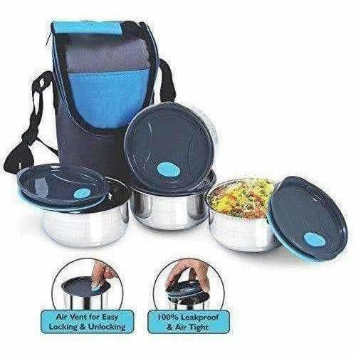Stainless Steel Lunch Box Set with Pouch, 250ml, Set of 4 - Distacart