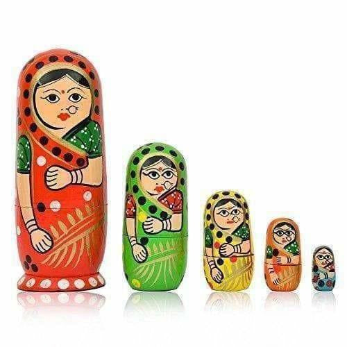 Indian doll - Kids Handmade Hand Painted Cute Wooden Indian Women Nesting Dolls - Distacart