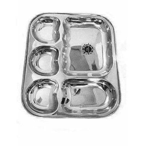 Stainless Steel 5 in 1  Compartment Dinner Plate Set of 2 - Distacart
