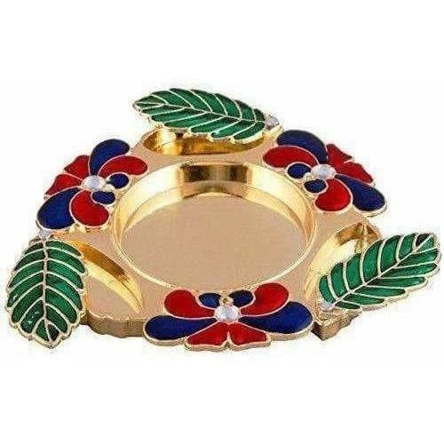 Golden - Haldi Kumkum Holder Tilak Thali Golden - Distacart