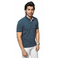 Thumbnail for Men's Cotton Printed Green Polo Tshirt Half Sleeve - Distacart