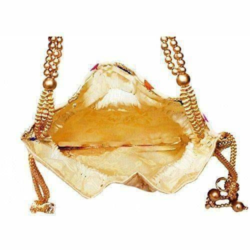 Ethnic Clutch Silk Potli Batwa Pouch Bag with Metal Bead work Gift For Women - Distacart