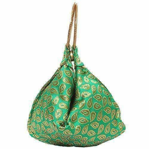 Ethnic Clutch Silk Potli Batwa Pouch Bag with Metal Bead work - Distacart