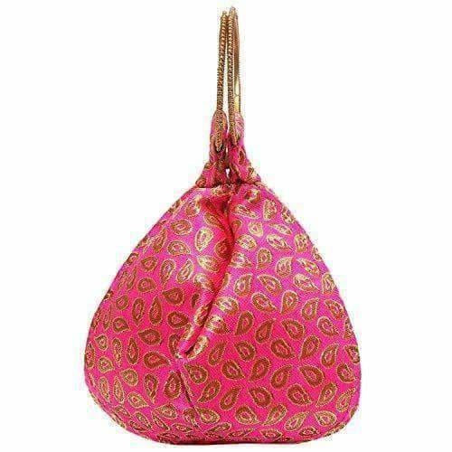 Ethnic Clutch Silk Potli Batwa Pouch Bag with Metal Bead work - Distacart