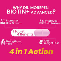 Thumbnail for Dr. Morepen Biotin+ Advanced Tablets and Natural Collagen Builder, Orange Berry Flavour Combo - Distacart