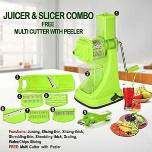 Green Color - Plastic Fruit and Vegetable Juicer Combo Set, 9-Pieces - Distacart