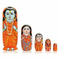 Thumbnail for Indian doll - Kids Handmade Hand Painted Cute Wooden Indian Women Nesting Dolls - Distacart