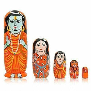 Indian doll - Kids Handmade Hand Painted Cute Wooden Indian Women Nesting Dolls - Distacart