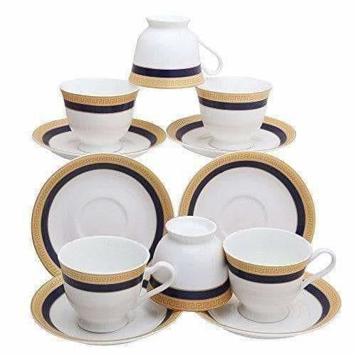 Classical Golden Border Cup Set with Saucer, Set of 12, 200ml - Distacart
