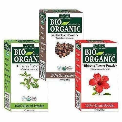 Indus Valley Organic Hibiscus and Reetha Powder with Tulsi, 300g - Distacart