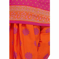 Thumbnail for Synthetic Pink & Orange Printed Unstitched Salwar Suits Dress Material with Dupatta - Distacart