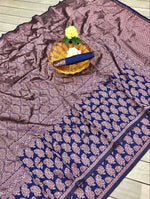 Thumbnail for DEIANA'S Beautiful Golden Jari with New Design Soft Lichi Silk Saree - Blue - Distacart