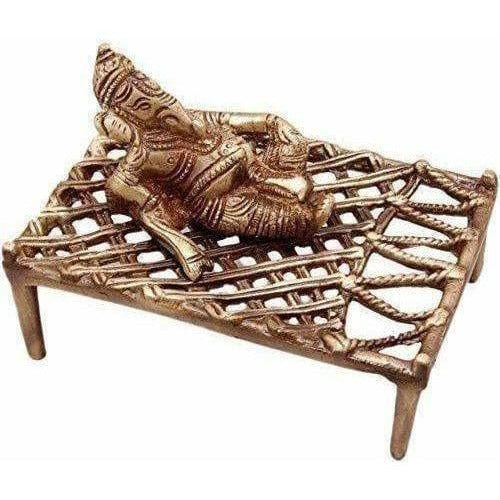 Ganesha On Charpai Brass Showpiece - Distacart