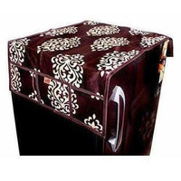 Thumbnail for Floral Design Fridge Top Cover with 6 Utility Pockets - Brown Color - Distacart